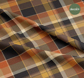 Checked Patterned Digital Printed Fabric in Coffee Tones
